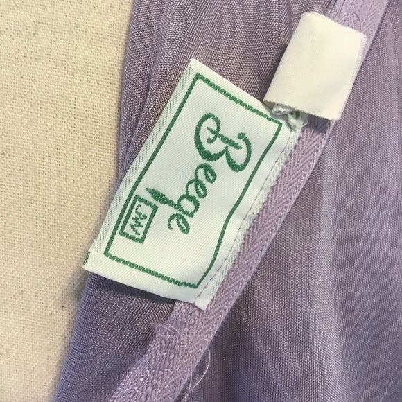 BEEGE JW Woman’s VINTAGE Lavender High Neck Drape Front Flutter Belted Dress S - Picture 7 of 9